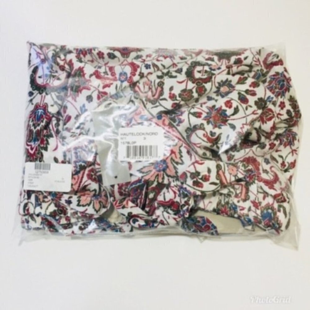 A. Byer Womens Red White Floral Cold Shoulder 3/4 Sleeve Blouse Plus Sz 3X New - Picture 6 of 8